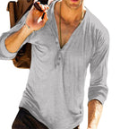 Men’s Casual Cotton Blend Henley Long Sleeve T-Shirt – Lightweight Breathable Slim Fit Top